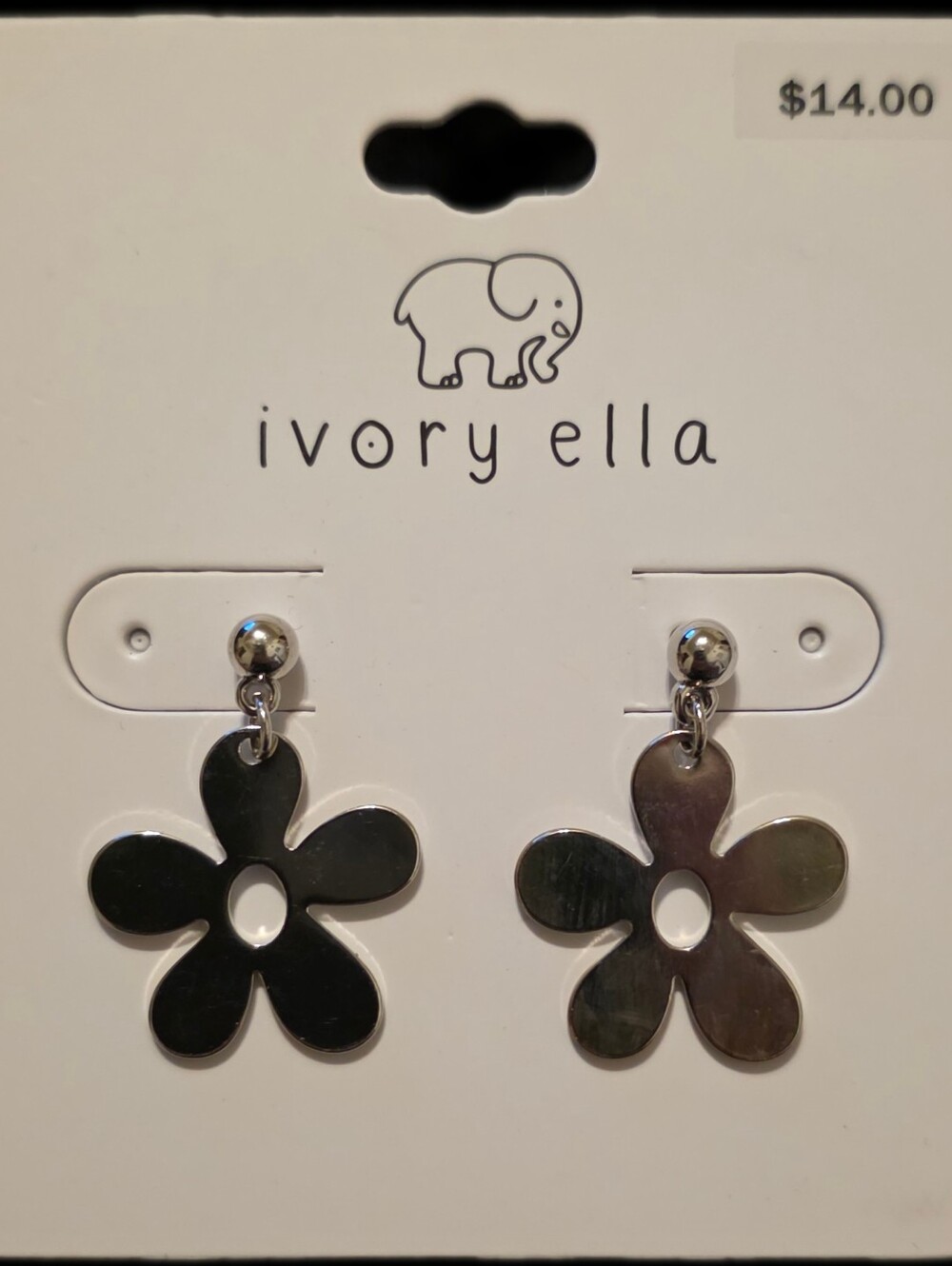 Silvertone Flower Dangle Earrings